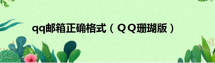 qq邮箱正确格式（ＱＱ珊瑚版）