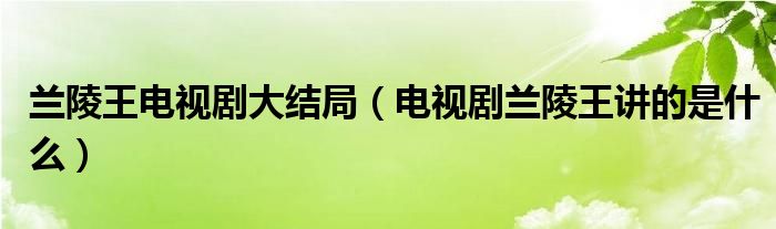 兰陵王电视剧大结局（电视剧兰陵王讲的是什么）(图1)