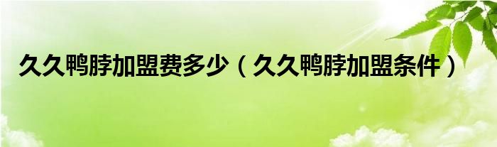 久久鸭脖加盟费多少（久久鸭脖加盟条件）(图1)