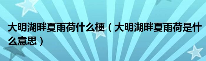 大明湖畔夏雨荷什么梗（大明湖畔夏雨荷是什么意思）(图1)