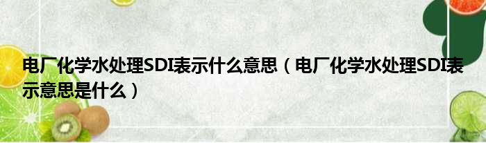 电厂化学水处理SDI表示什么意思（电厂化学水处理SDI表示意思是什么）(图1)