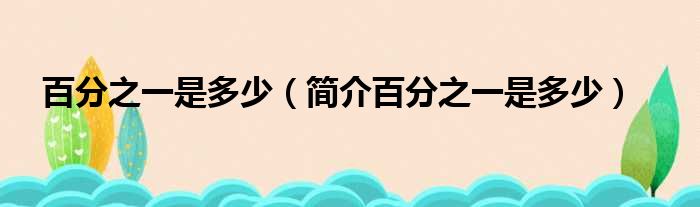 百分之一是多少（简介百分之一是多少）(图1)