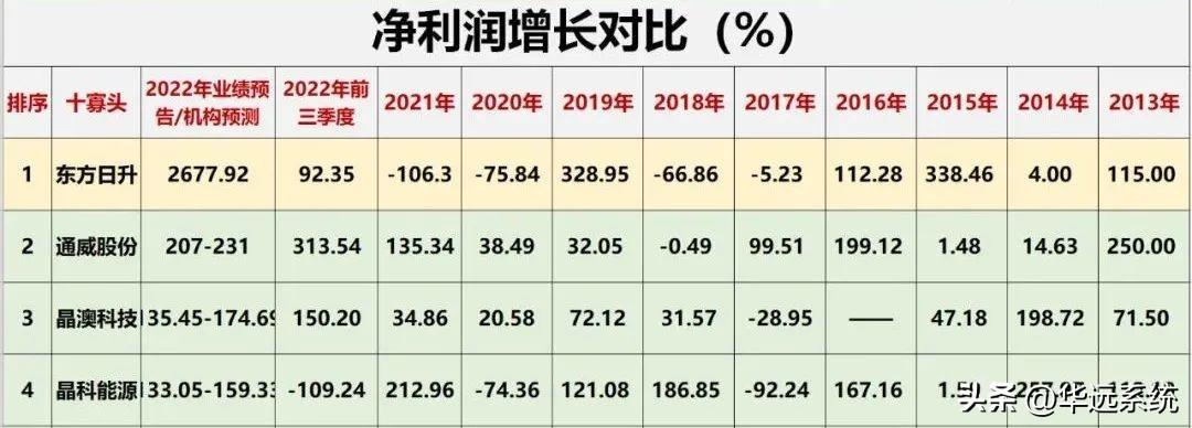 光伏10大巨头业绩对比(图21)