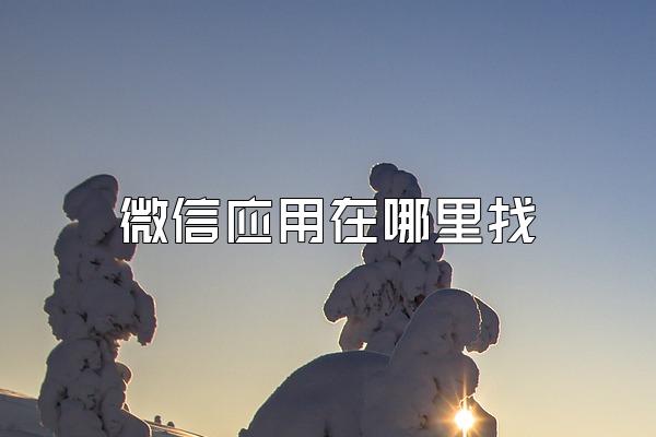 微信应用在哪里找