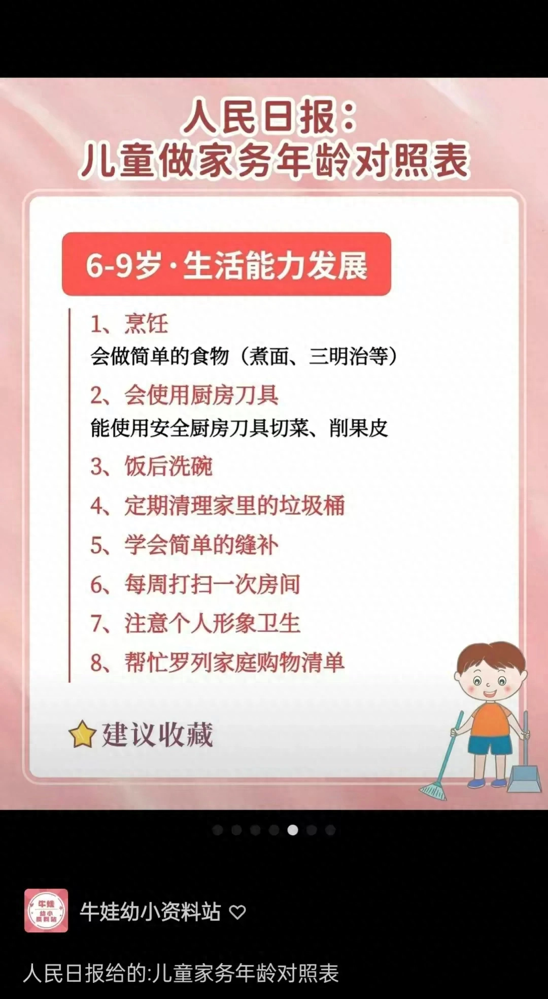 人民日报给的：儿童家务年龄对照表！(图5)